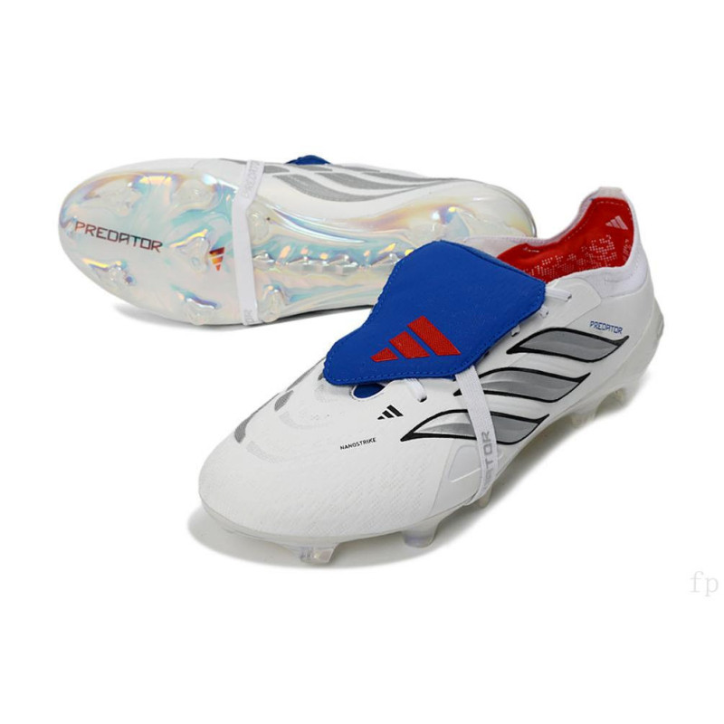 adidas Predator Elite Fold Over Tongue FG Weiß Silbern Blau