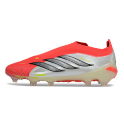 Schuhe adidas Predator Laceless Elite FG Rot Weiß Schwarz