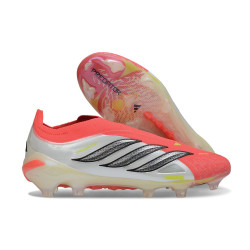 Schuhe adidas Predator Laceless Elite FG Rot Weiß Schwarz
