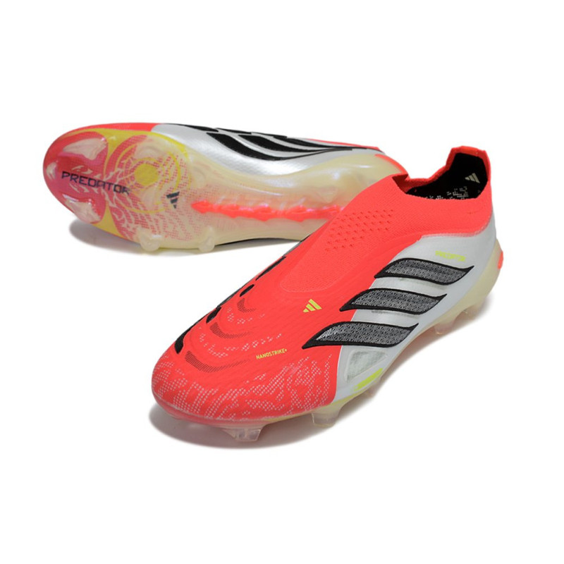 Schuhe adidas Predator Laceless Elite FG Rot Weiß Schwarz