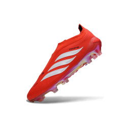 Fussballschuhe adidas Predator 26 Schnürsenkellose Elite FG Rot Weiß